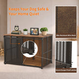 42" large dog crate furniture with sliding barn door – interior space