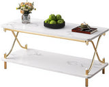 X-Design gold coffee table with white marble top – studio product view