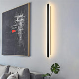 Minimalist black LED long strip wall lamp, 100cm – reference image (similar model), living room