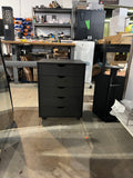 25.5” 5-Drawer Rolling Storage Cabinet on Casters – Black