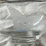 10 Inch Wide Mouth Butterfly Floater Bowl - Buttelfly Etched Into Bowl