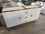 Reduced - 47" Modern White Sideboard With 3 Drawers & 2 Doors And Faux - does not have marble top