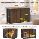42" large dog crate furniture with sliding barn door – size details