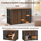 42" large dog crate furniture with sliding barn door – used as a TV stand