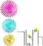 Alpine 47 inch triple daisy wind spinner garden stake – the three spinner heads and stake parts