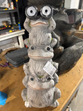 Reduced - 23 in. Tall Outdoor Solar Powered Stacked Frog Family Statue with LED Lights