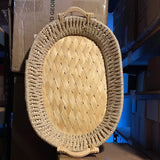 Natural Oval Rattan Wicker Serving Tray with Looped Handles