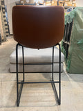 26 Inch Counter Height Bar Stools Set of 2 Faux Leather Kitchen Island Chairs Brown