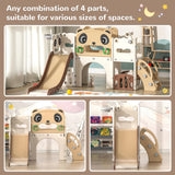 9-in-1 toddler slide and climber playset in brown and white – configurable layout options