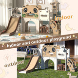 9-in-1 toddler slide and climber playset in brown and white – indoor and outdoor use