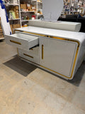 47.2" Glossy White TV Stand – 3 Drawers, 1 Cabinet Engineered Wood Sideboard/Dresser
