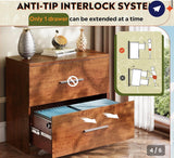 Walnut 2-Drawer Lateral File Cabinet for Letter & Legal Files with Anti-Tip Interlock-Pre built and in box