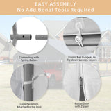 Walsunny 12x20 ft white heavy duty carport canopy with roll-up windows – roll-up window detail