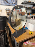 Large Black Round Tabletop Mirror – 15" Metal Frame Vanity/Bathroom Makeup Mirror