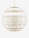 Huge Jupiter Inspired, 34” Diameter Wrought Iron Kraft Twine Sculptural White Orb Yohan Pendant Light Chandelier