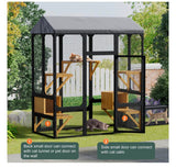 Large Outdoor Wooden Catio Cat Enclosure – 7 Platforms, 2 Resting Boxes & Waterproof Roof