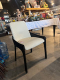 Modern Two-Tone Upholstered Dining Arm Chair with Curved Faux Leather Frame- One Piece