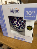 10 in. Diameter Indoor/Outdoor Glass Mosaic Gazing Globe Yard Decoration, Purple Mosaic Flower Design