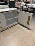 47.2" Glossy White TV Stand – 3 Drawers, 1 Cabinet Engineered Wood Sideboard/Dresser