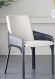 Modern Two-Tone Upholstered Dining Arm Chair with Curved Faux Leather Frame- One Piece