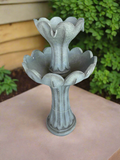 Alpine Outdoor Grey Two Tier Pedestal Fountain, 36 Inch Tall, Powered by a Solar Panel with its own Stand and Battery Pack