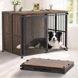 42" large dog crate furniture with sliding barn door – main view