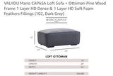 Modern Dark Gray Upholstered Ottoman 35”L x 24”D x 13”H Footrest