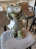 Solar Powered Frog Garden Statue with Light-Up Binocular Eyes Outdoor Patio Yard Decor