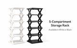 6 Tier Shoe Rack Hat Storage Organizer White Plastic Narrow Space Saver Rack