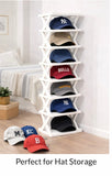 6 Tier Shoe Rack Hat Storage Organizer White Plastic Narrow Space Saver Rack