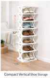 6 Tier Shoe Rack Hat Storage Organizer White Plastic Narrow Space Saver Rack