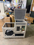 Large Two-Level Wooden Rabbit Hutch Chicken Coop with Enclosed House Run & Pull-Out Trays