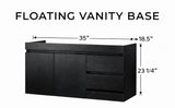 35” Floating Bathroom Vanity Base – Black, Soft-Close Drawers, Wall-Mount or Freestanding (Base Only, No Top)