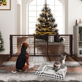 38–71” Wide Adjustable Wooden Freestanding Dog Gate – 21”H Foldable Pet Barrier