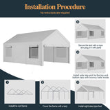 Walsunny 12x20 ft white heavy duty carport canopy with roll-up windows – white carport detail