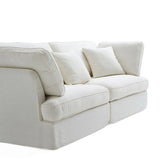 White Linen Feathers Sofa Sectional by ValYou - comfortable sectional sofa - modern and soft - 80” wide