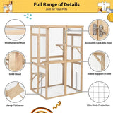 39" outdoor cat enclosure catio – grey, side view showing mesh and roof