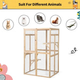 39" outdoor cat enclosure catio – grey, assembled backyard view