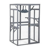 39" outdoor cat enclosure catio with hammock – grey, front three-quarter view