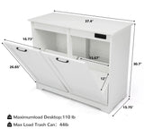 Jaxpety Double Tilt Out Trash Can Cabinet with Deodorizing Function” Wide White