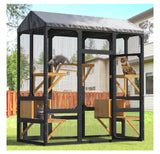 Large Outdoor Wooden Catio Cat Enclosure – 7 Platforms, 2 Resting Boxes & Waterproof Roof