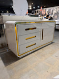 47.2" Glossy White TV Stand – 3 Drawers, 1 Cabinet Engineered Wood Sideboard/Dresser