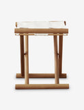 Portable Eucalyptus Wood Cotton White Canvas Gambel Indoor / Outdoor Foldable Collapsing Stool Or Side Table