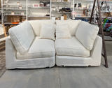 White Linen Feathers Sofa Sectional by ValYou - comfortable sectional sofa - modern and soft - 80” wide