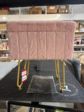 Pink Faux Fur Vanity Stool with Storage & Gold Metal Legs