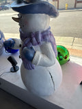 Reduced snowman - purple scarf - cracks on sides of bottom