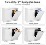 Jaxpety Double Tilt Out Trash Can Cabinet with Deodorizing Function” Wide White