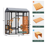 Large Outdoor Wooden Catio Cat Enclosure – 7 Platforms, 2 Resting Boxes & Waterproof Roof