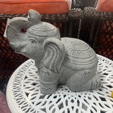 Galt International 13" Gray and White Ceramic Mgo Elephant Ornament