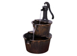 Alpine Corporation TIZ194BZ | Rustic Outdoor 2-Tier Barrel Pump Water Fountain — Relaxing Water Flow, 27"H Bronze Finish Décor
